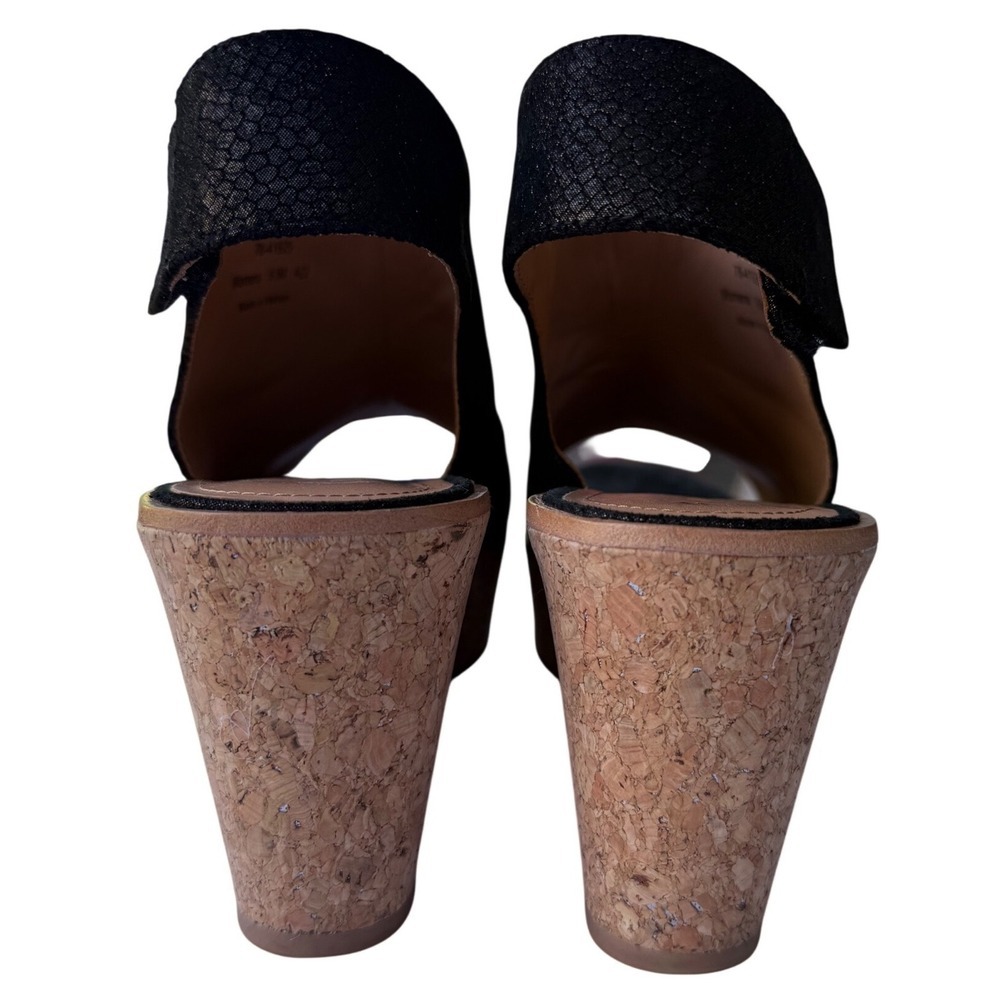 NWT Johnston & Murphy Jade Wedge Sandals, Black Snake Print Cork Wedge, Size 9 - Picture 4 of 10